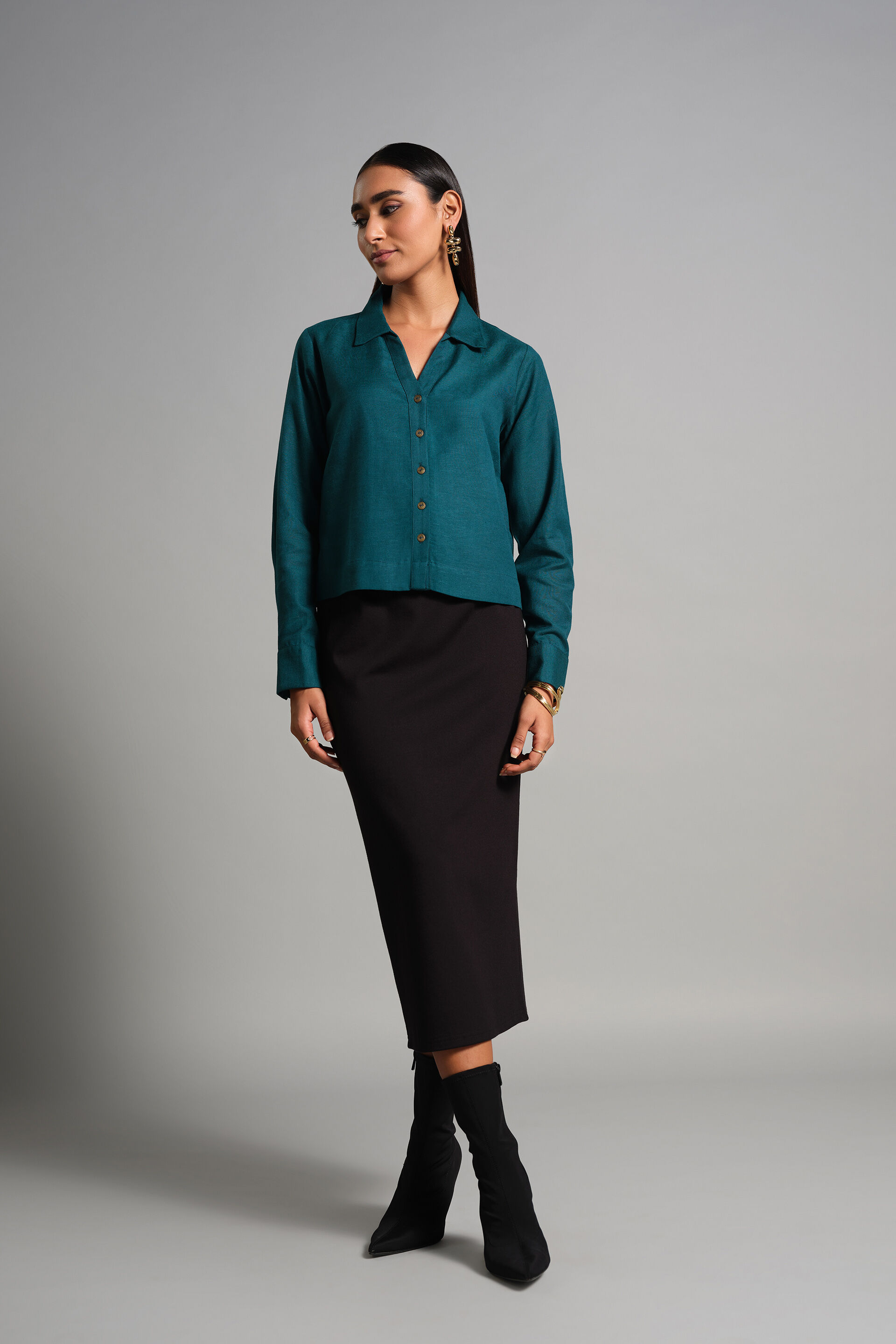 Ilana Shirt, Teal, image 2